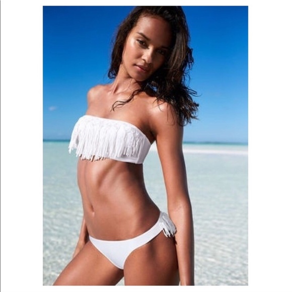 white fringe bathing suit